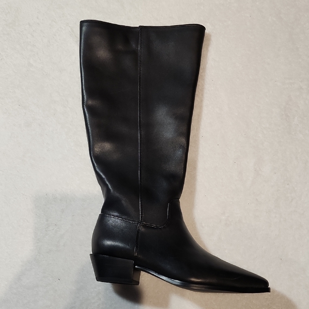 Nordstrom Black Heeled Boots Leather Upper nwob